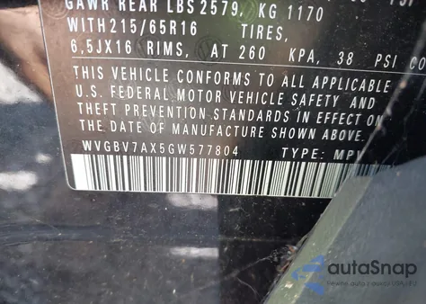 2016 Volkswagen Tiguan S z USA, uszkodzony, nr VIN WVGBV7AX5GW577804
